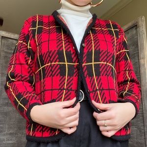 Vintage plaid button up cardigan